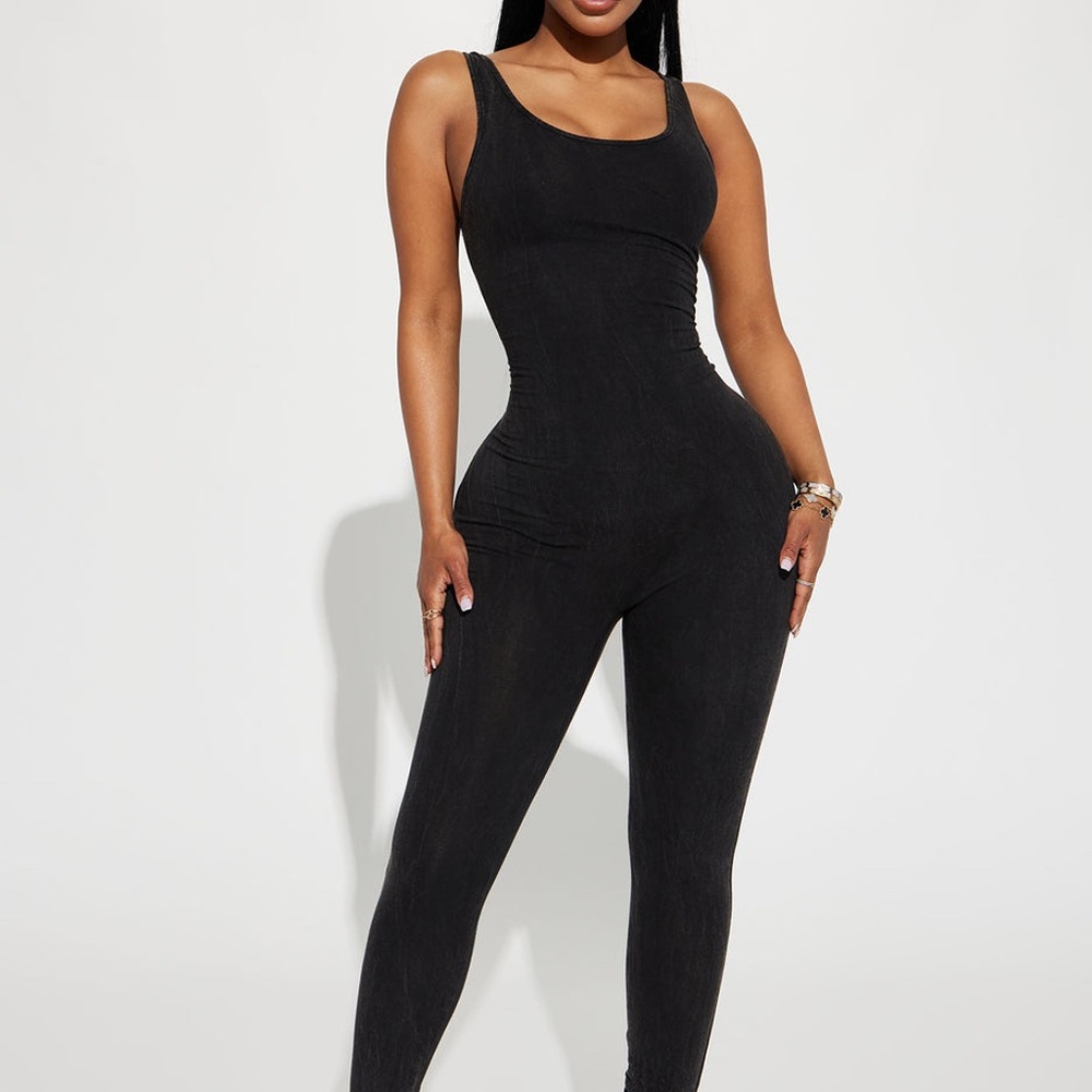 Yoga Workout Tank Catsuit Nova Boost Mineral Wash Jumpsuit - Black Size XS